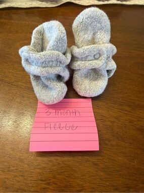 Zutano Gray Fleece Baby Slippers 3 month